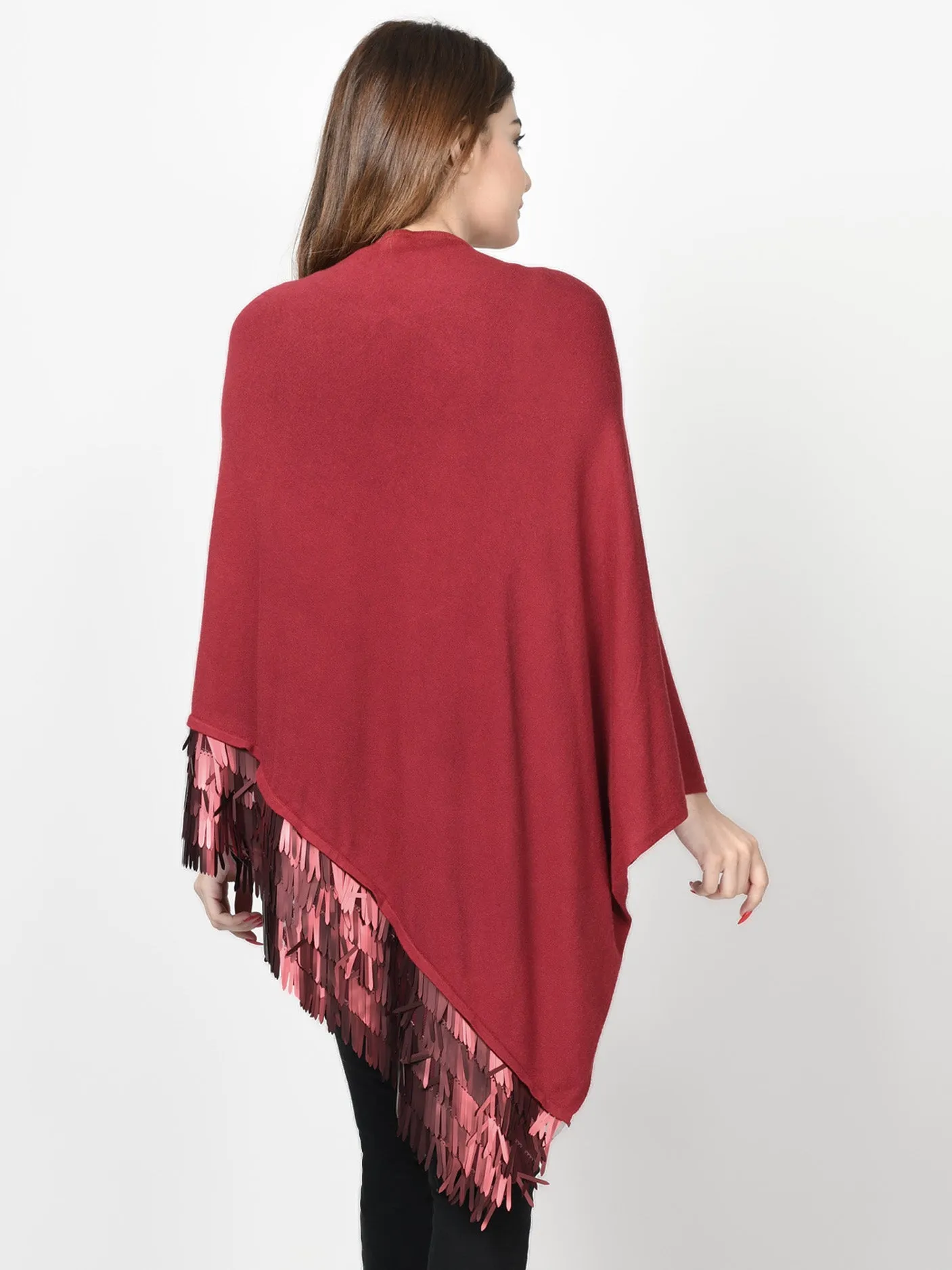 Sequin Border Poncho