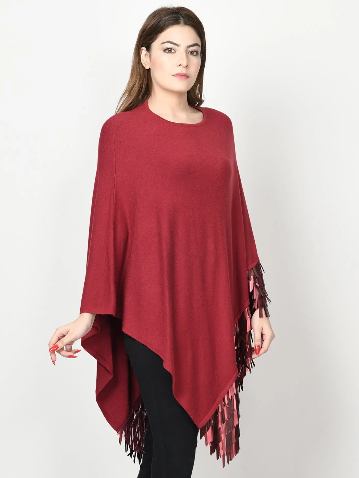 Sequin Border Poncho