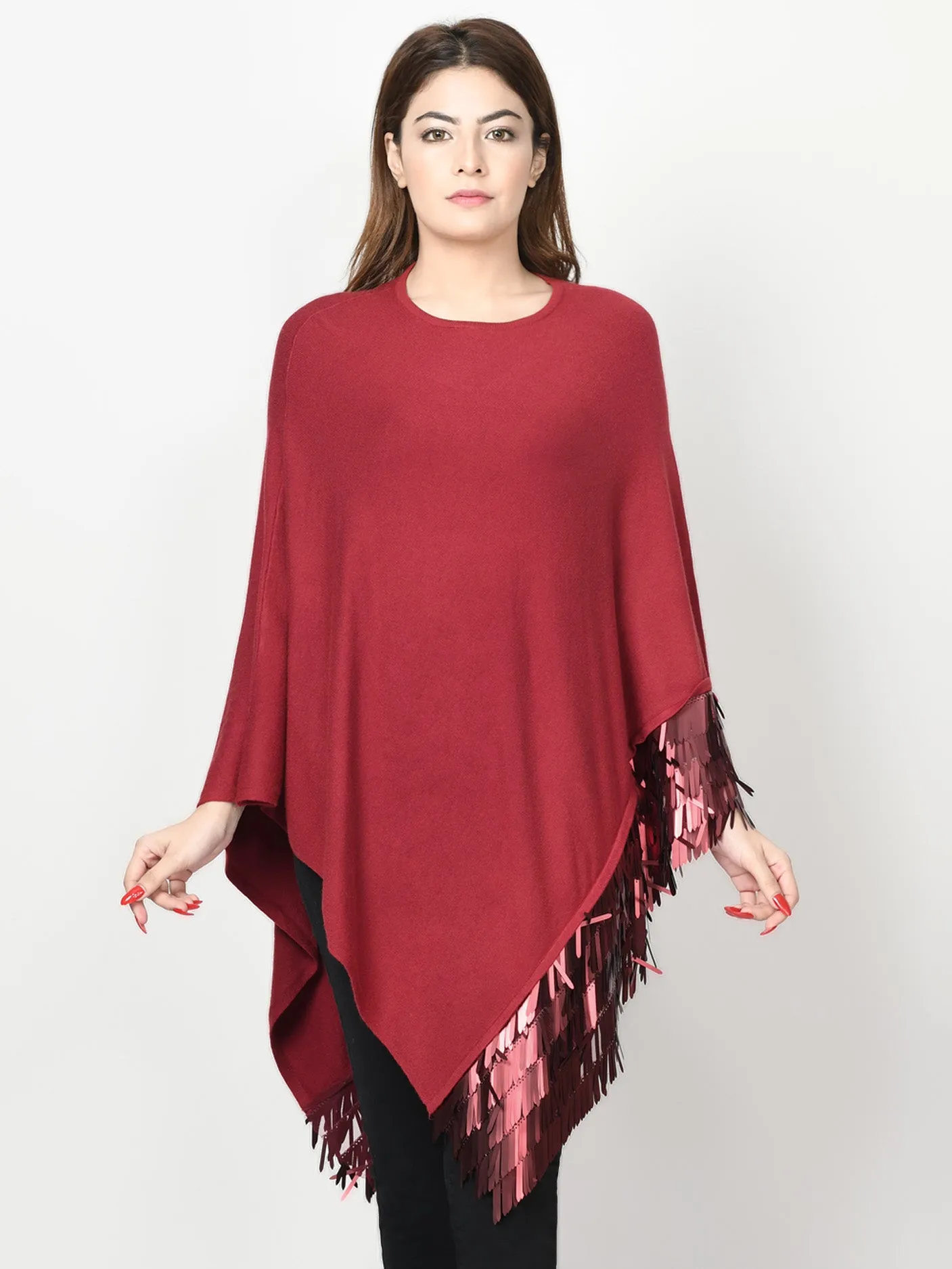 Sequin Border Poncho