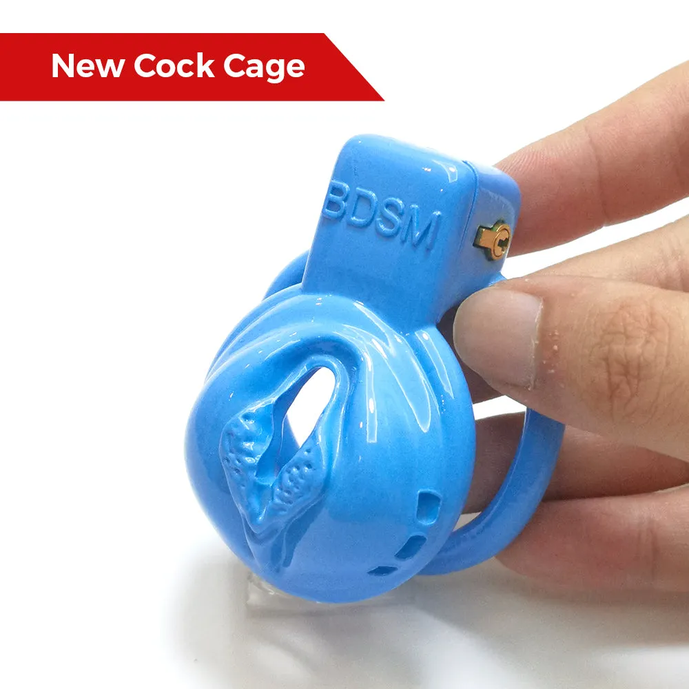 Sissy BDSM Pussy Vaginal Blue Chastity Cage