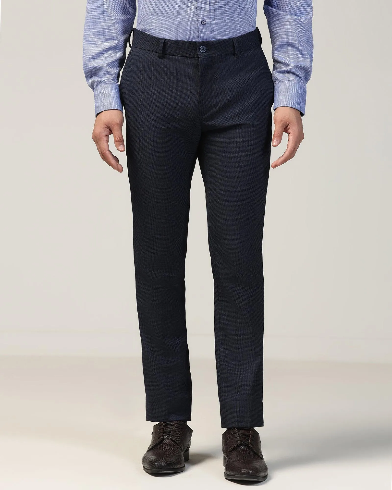 Slim Fit B-91 Formal Navy Textured Trouser - Ford