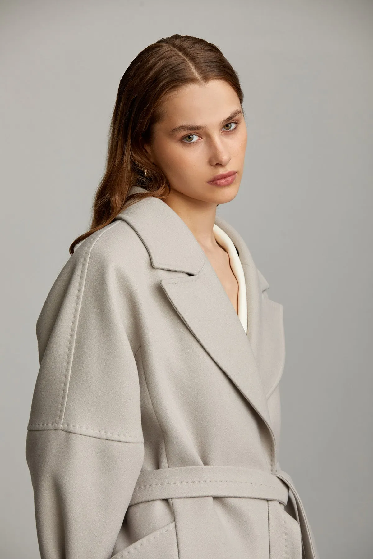 Slim Fit Sofia Belted Cachet Wool Coat