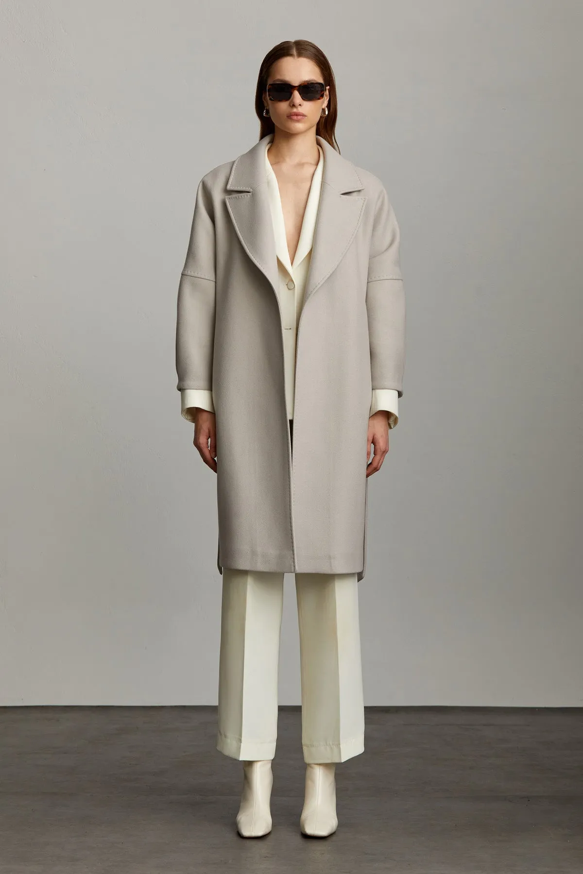 Slim Fit Sofia Belted Cachet Wool Coat