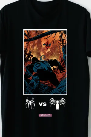 Spiderman vs Venom - Marvel Cinematic Universe - Comic Style printed Tee