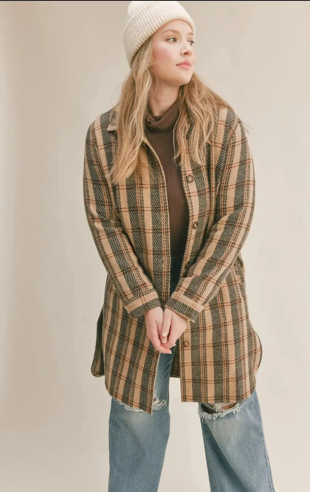 The Bambi Long Plaid Shacket - PLUS