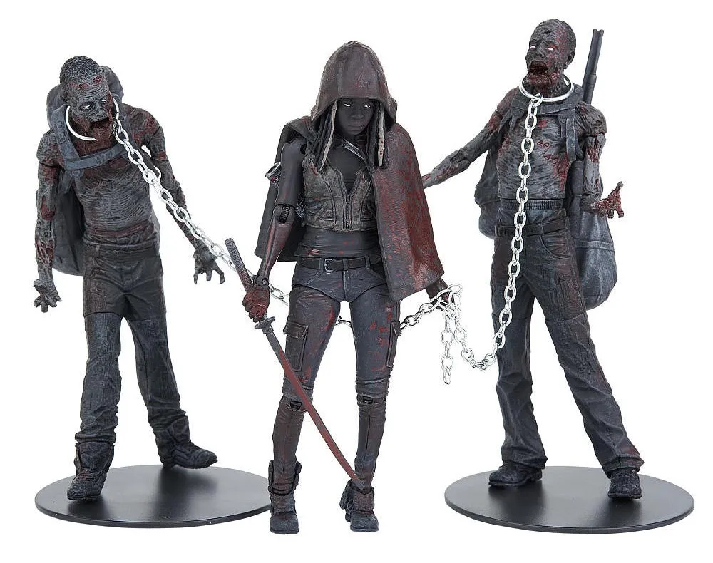 The Walking Dead TV (Bloody Black & White) Michonne & Pet Zombies 3-Pack In Stock  NIB !!!!