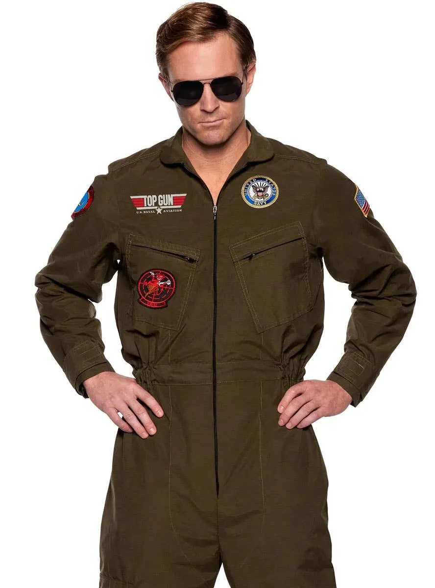 Top Gun Mens Plus Size Pilot Flight Suit Costume