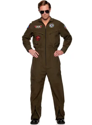 Top Gun Mens Plus Size Pilot Flight Suit Costume