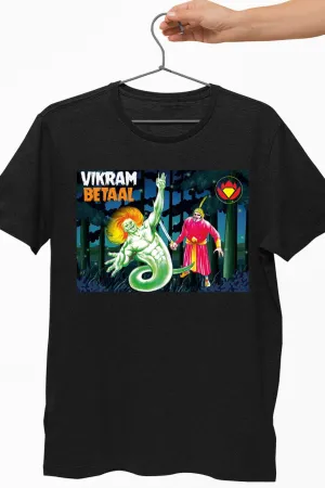 Vikram Aur Betaal Horizontal Print Black Tshirt