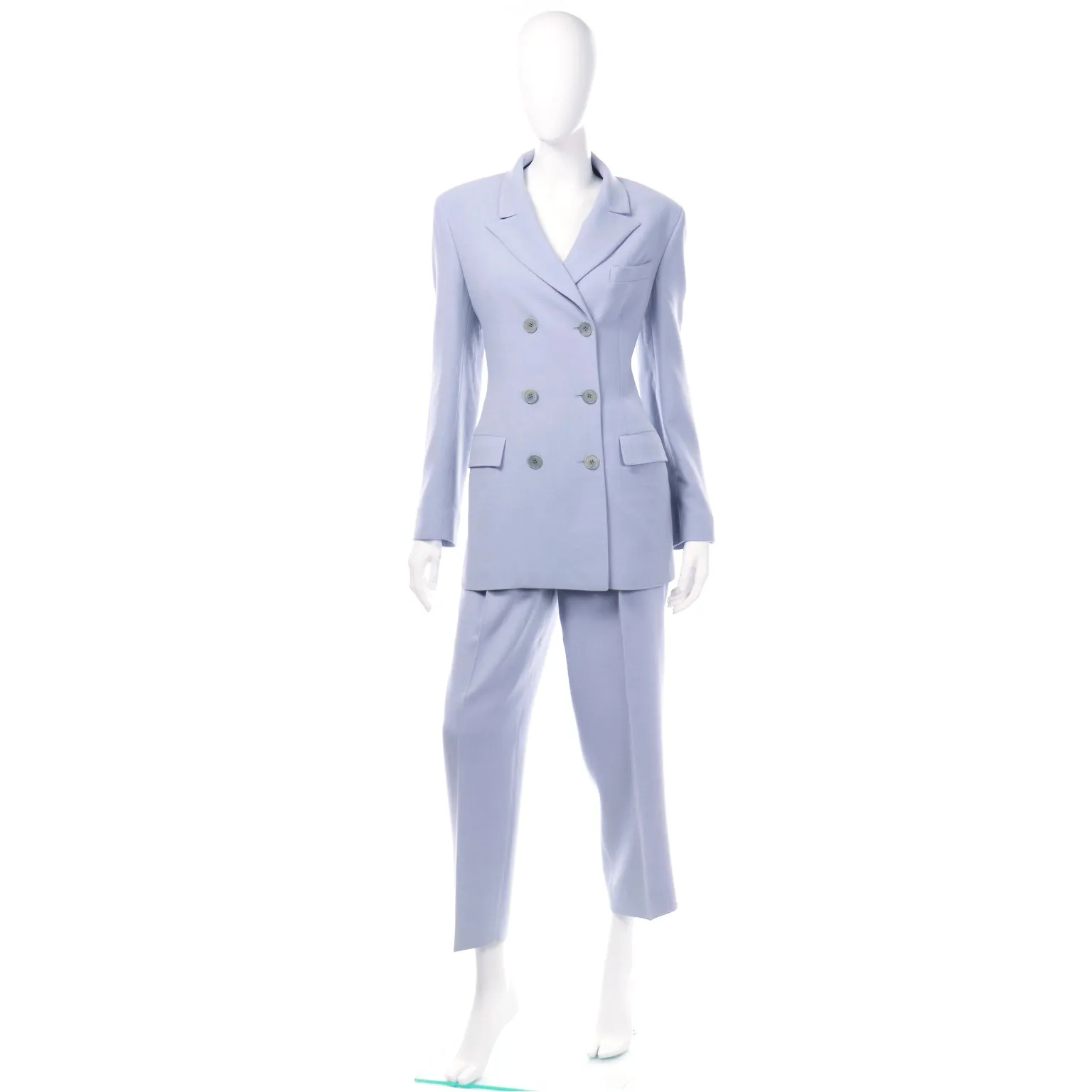 Vintage Calvin Klein Collection Periwinkle Blue Trouser Jacket Suit