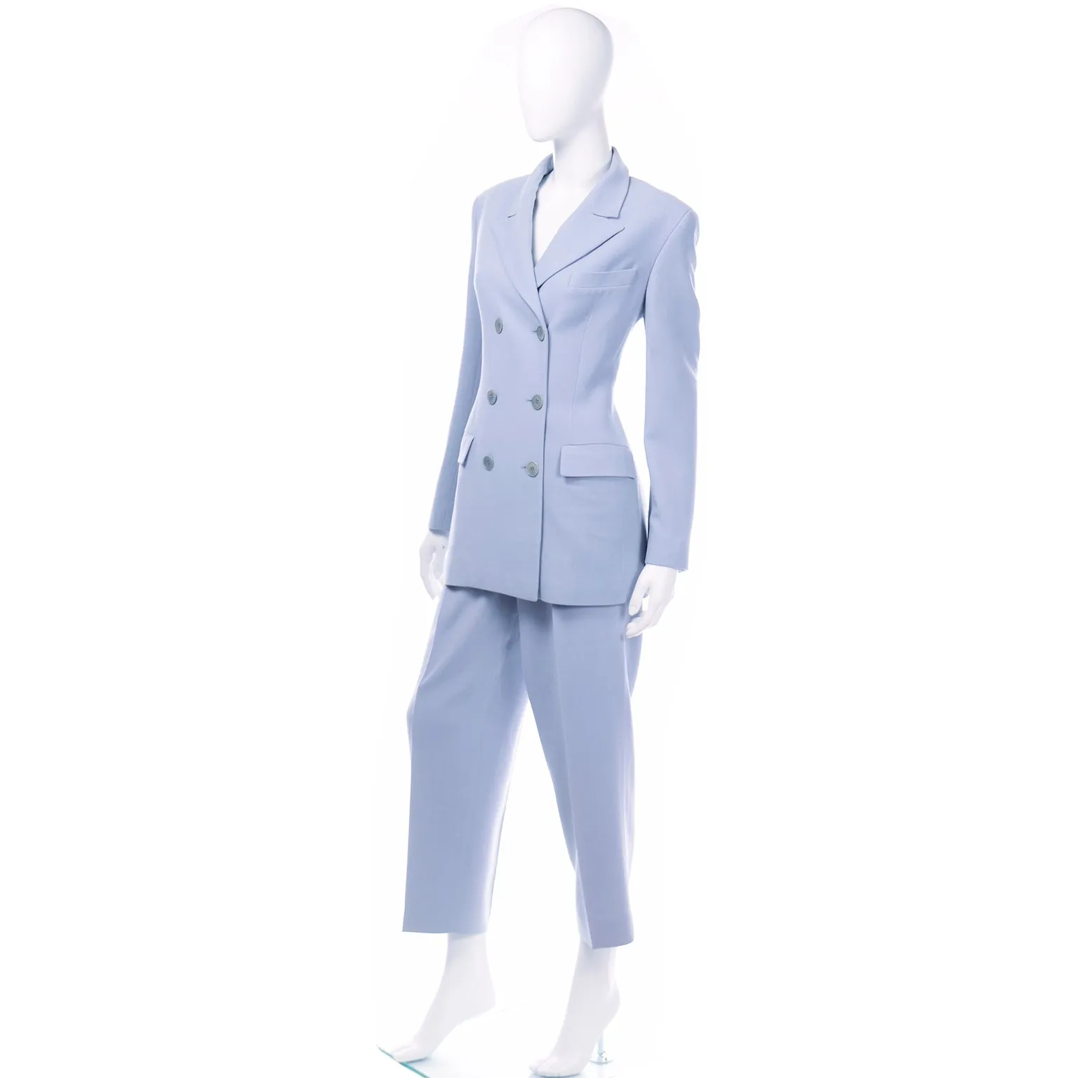 Vintage Calvin Klein Collection Periwinkle Blue Trouser Jacket Suit