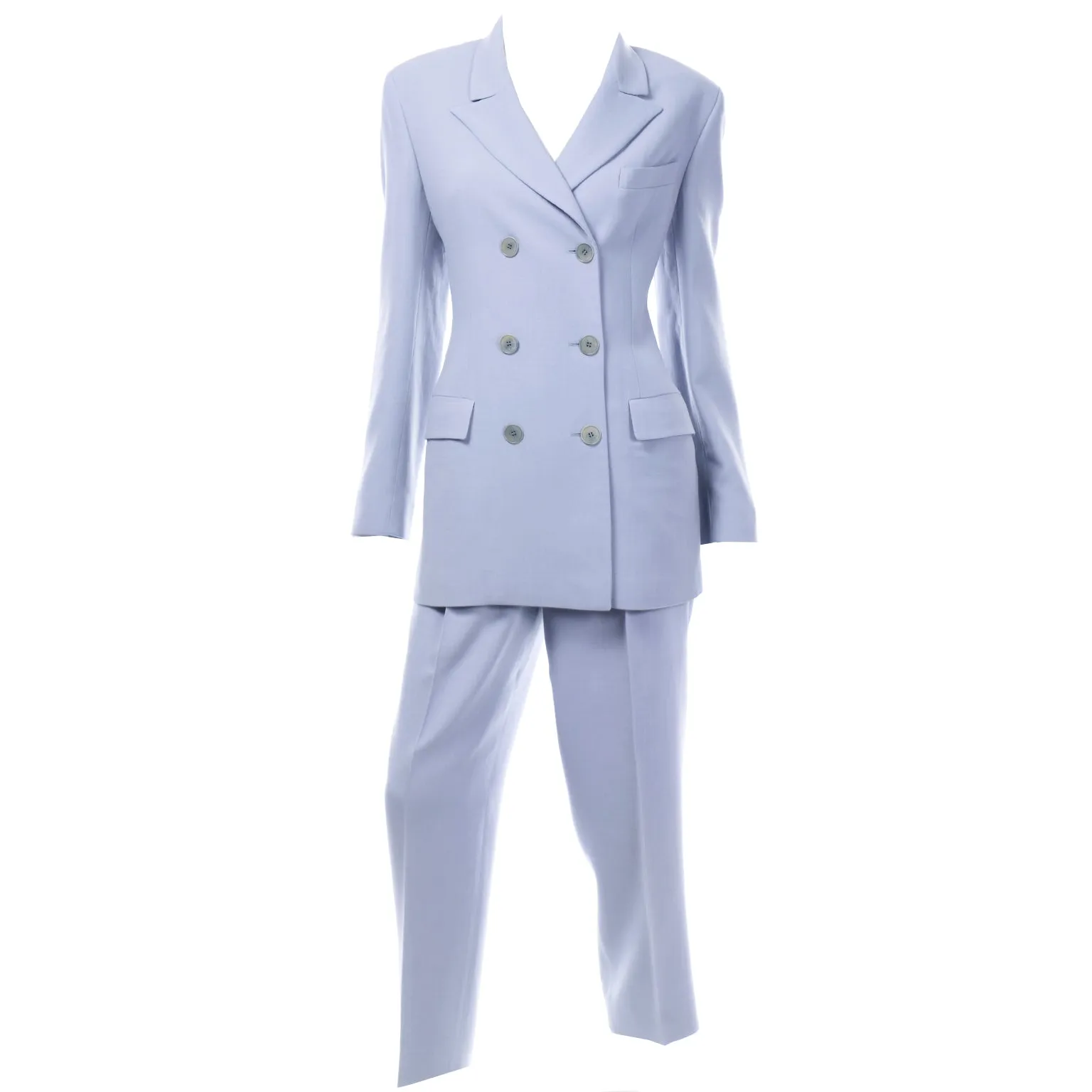 Vintage Calvin Klein Collection Periwinkle Blue Trouser Jacket Suit