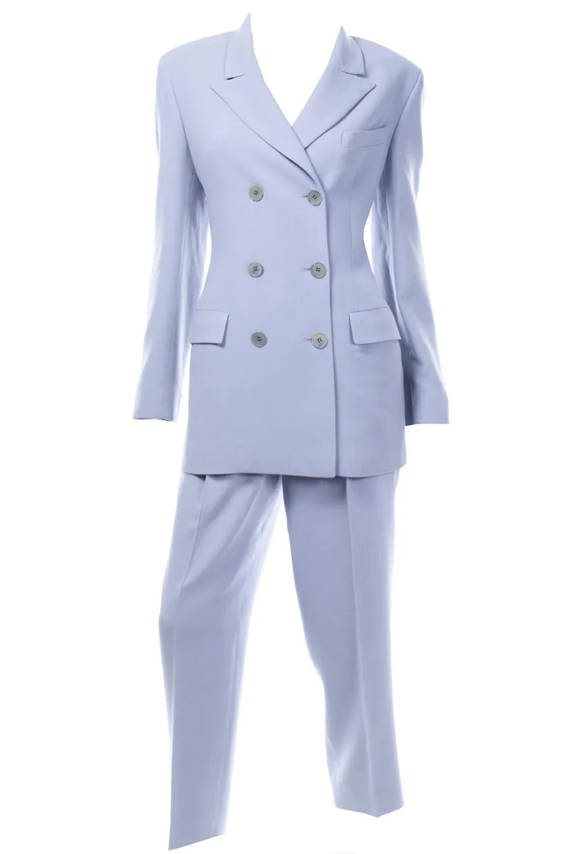 Vintage Calvin Klein Collection Periwinkle Blue Trouser Jacket Suit