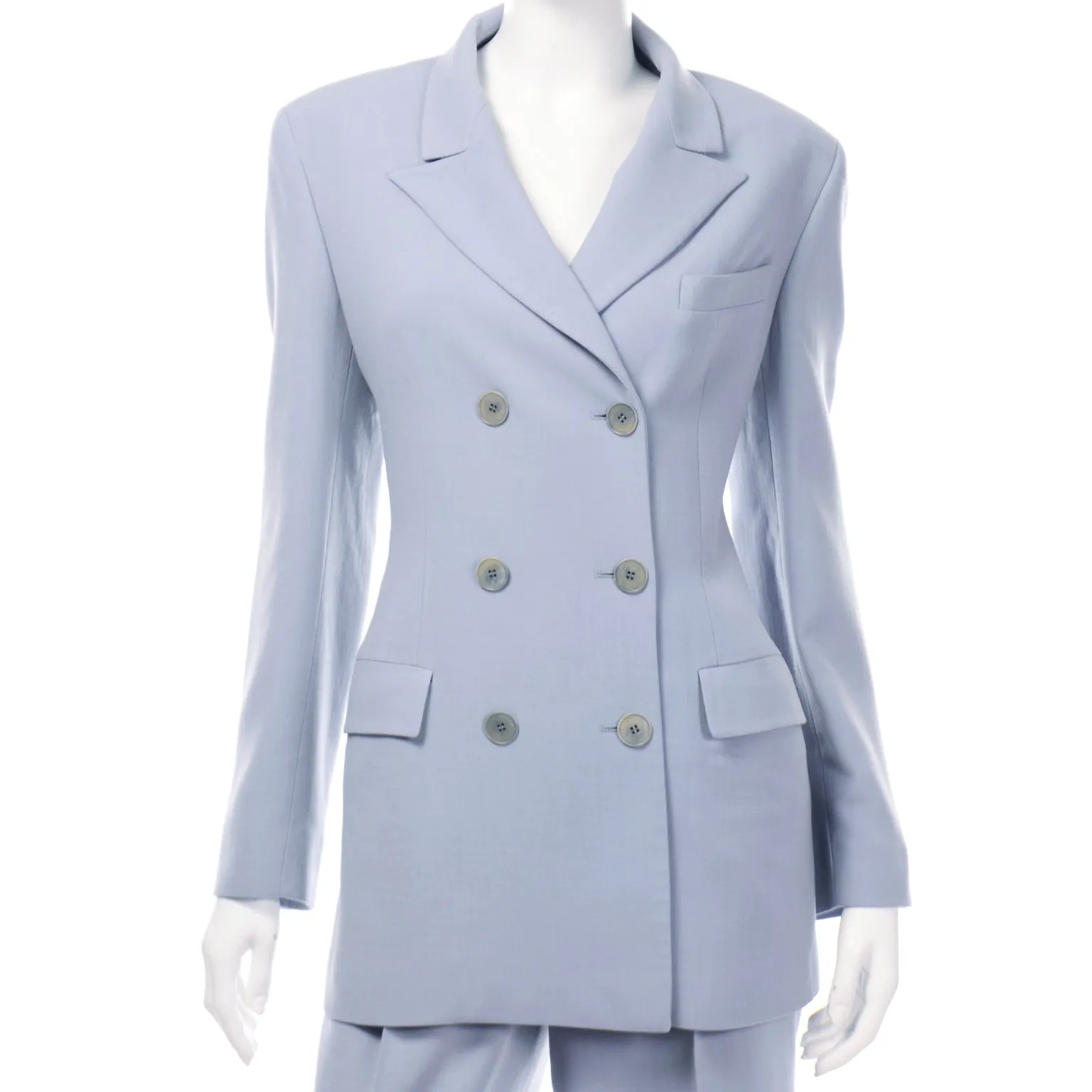 Vintage Calvin Klein Collection Periwinkle Blue Trouser Jacket Suit