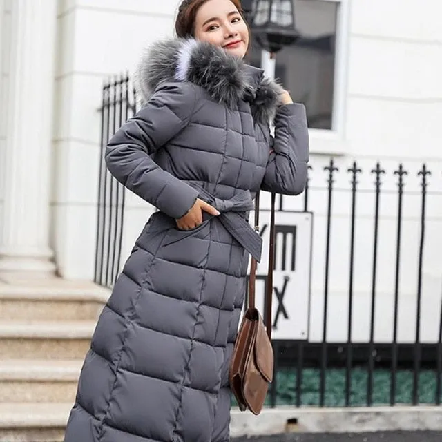 Warm Cotton-Padded Long Sleeve  Winter Jacket Long Hooded 2019 Fashion Snow Clothing Parkas Women