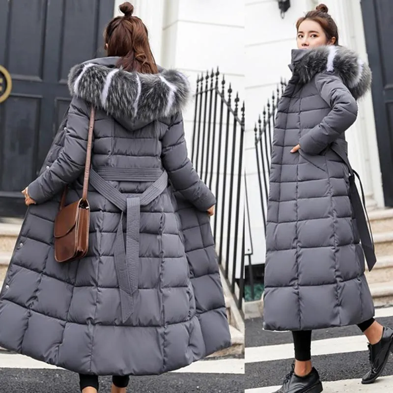 Warm Cotton-Padded Long Sleeve  Winter Jacket Long Hooded 2019 Fashion Snow Clothing Parkas Women