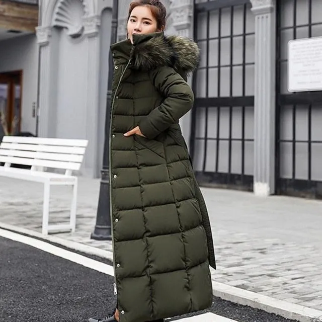 Warm Cotton-Padded Long Sleeve  Winter Jacket Long Hooded 2019 Fashion Snow Clothing Parkas Women