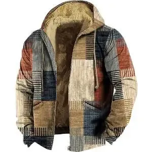 WIAOFELLAS  -  Men's Winter Parkas Long Sleeve Brown Print Warm Jacket for Men/Women Thick Clothing Outerwear